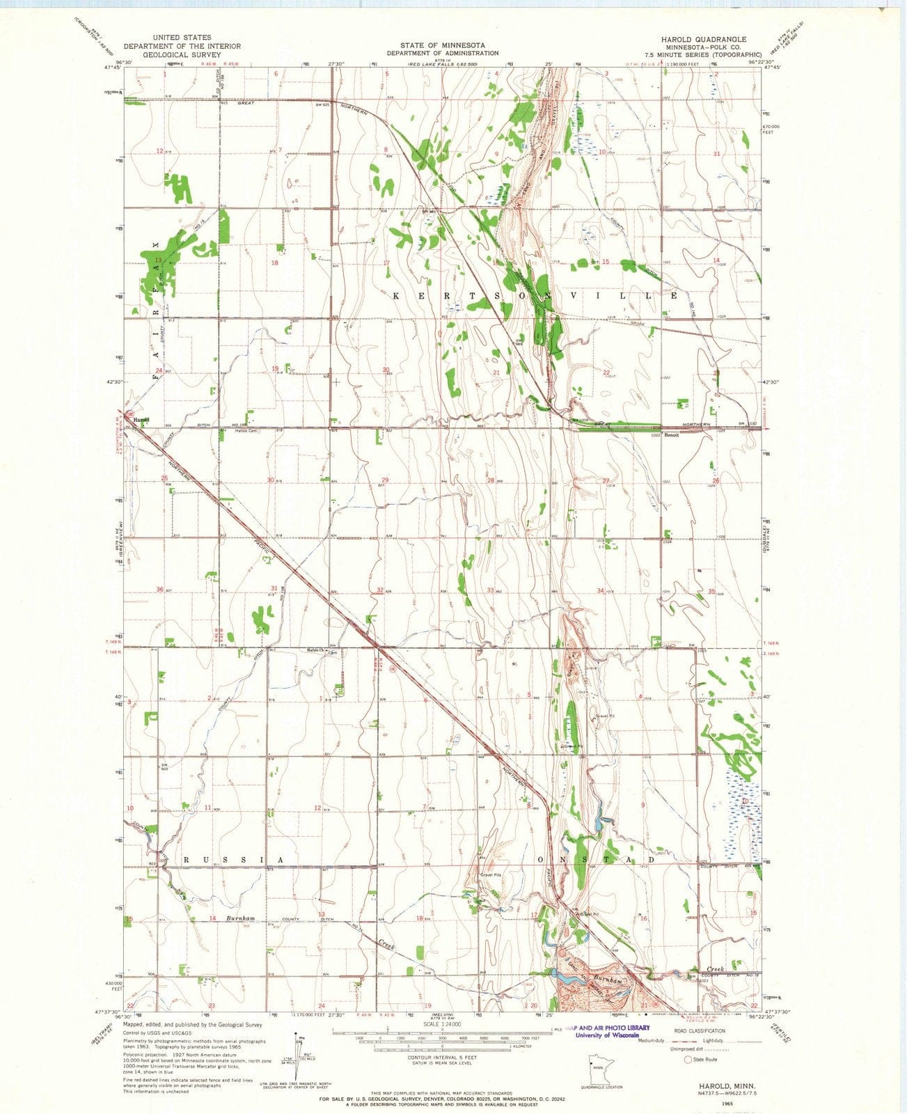 1965 Harold, MN - Minnesota - USGS Topographic Map