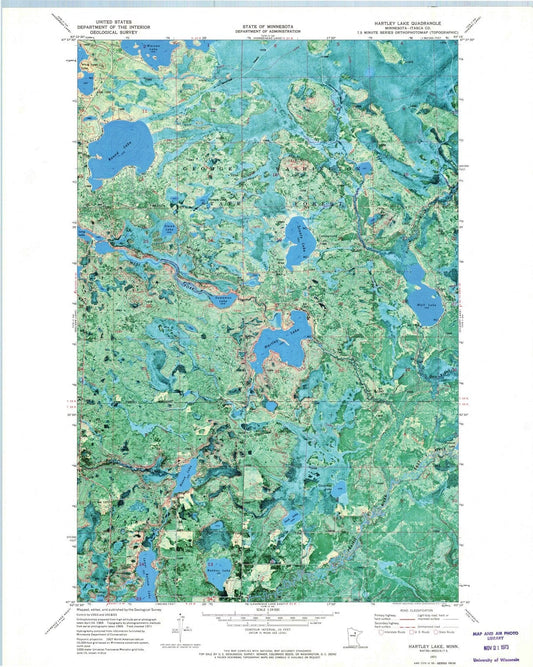 1971 Hartley Lake, MN - Minnesota - USGS Topographic Map