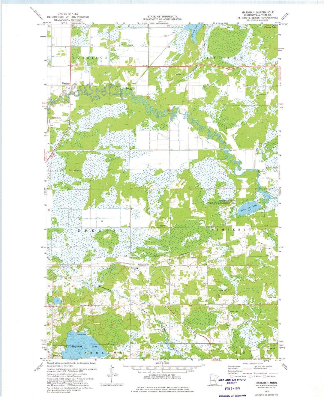 1973 Hassman, MN - Minnesota - USGS Topographic Map