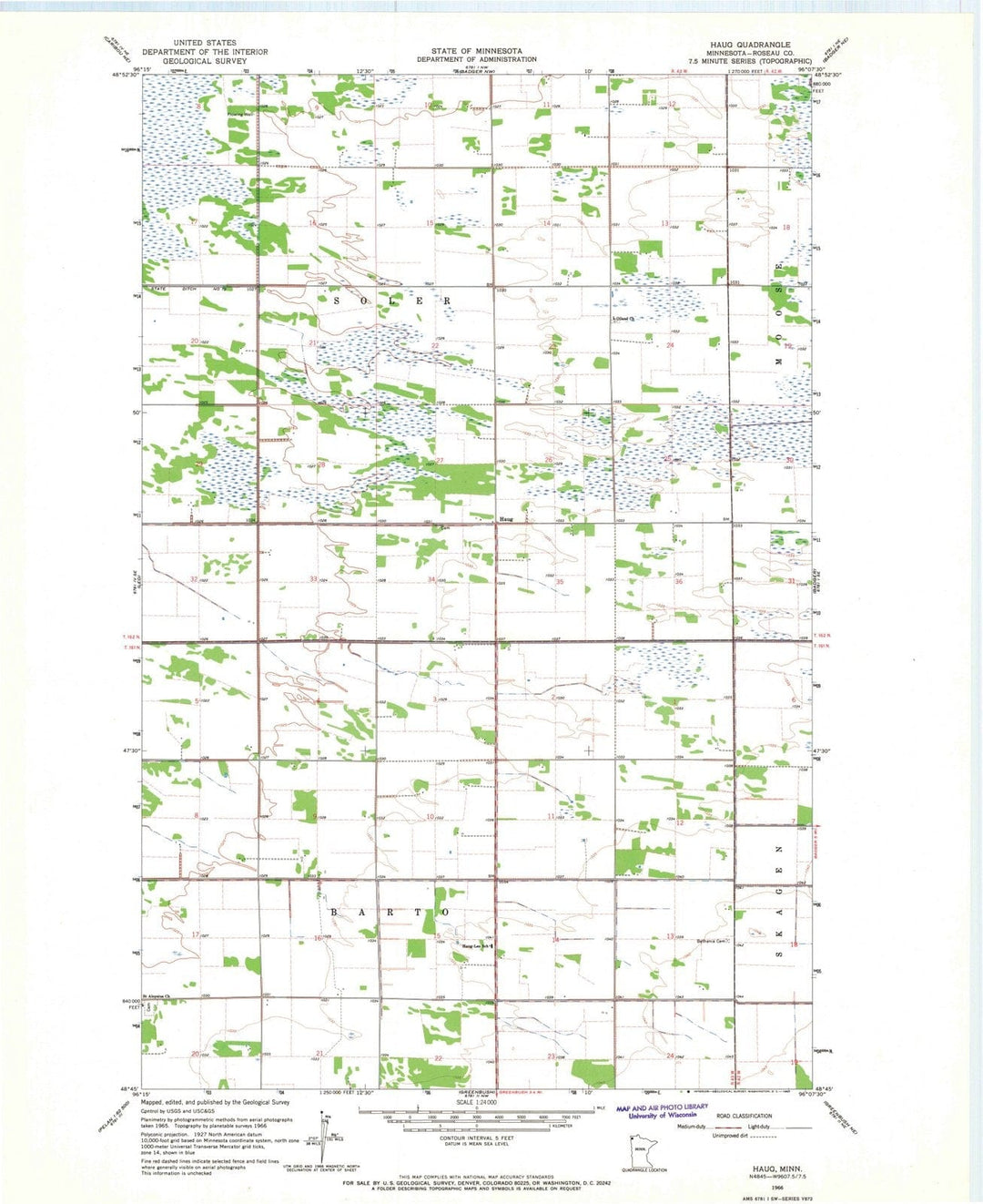 1966 Haug, MN - Minnesota - USGS Topographic Map