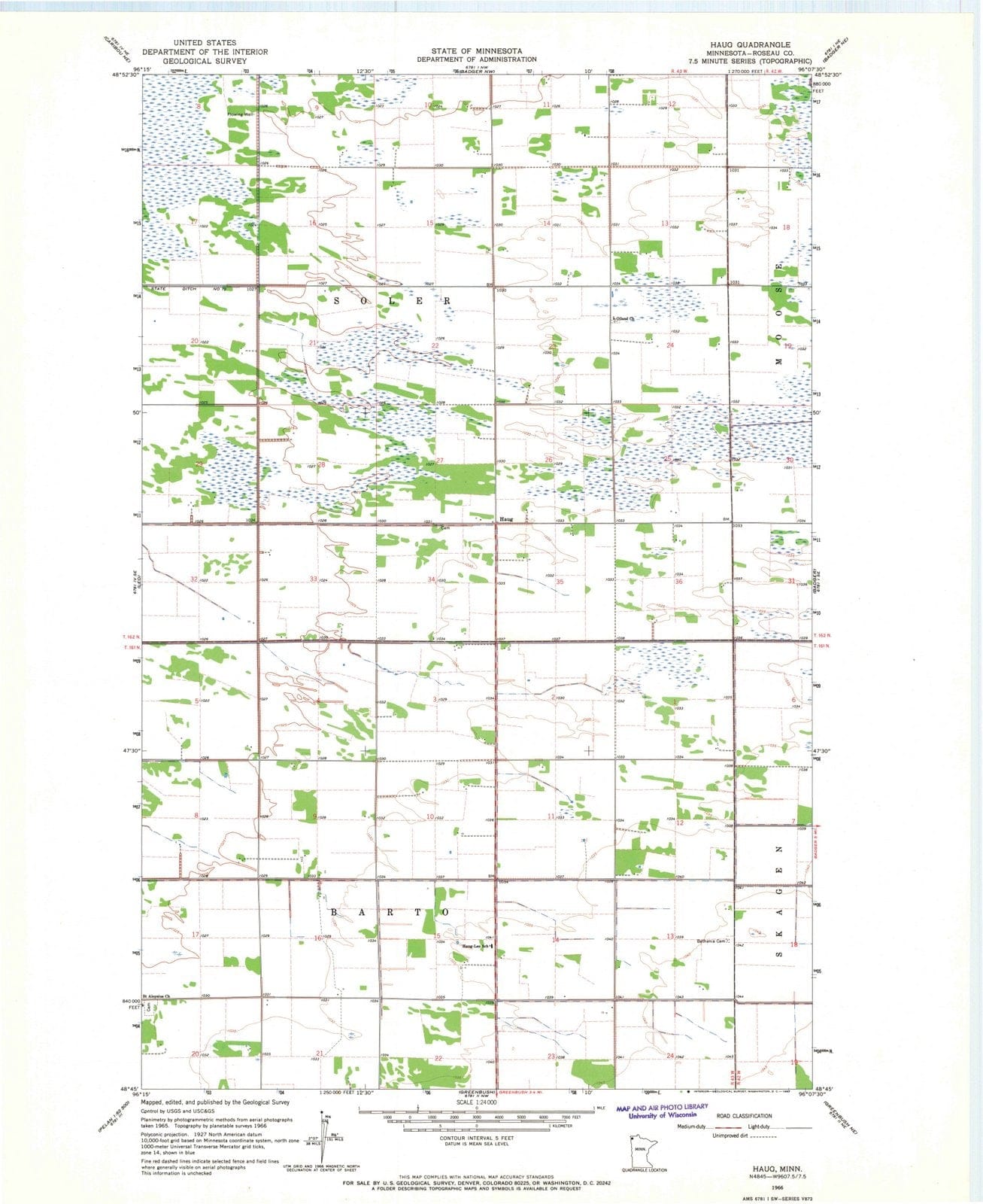 1966 Haug, MN - Minnesota - USGS Topographic Map