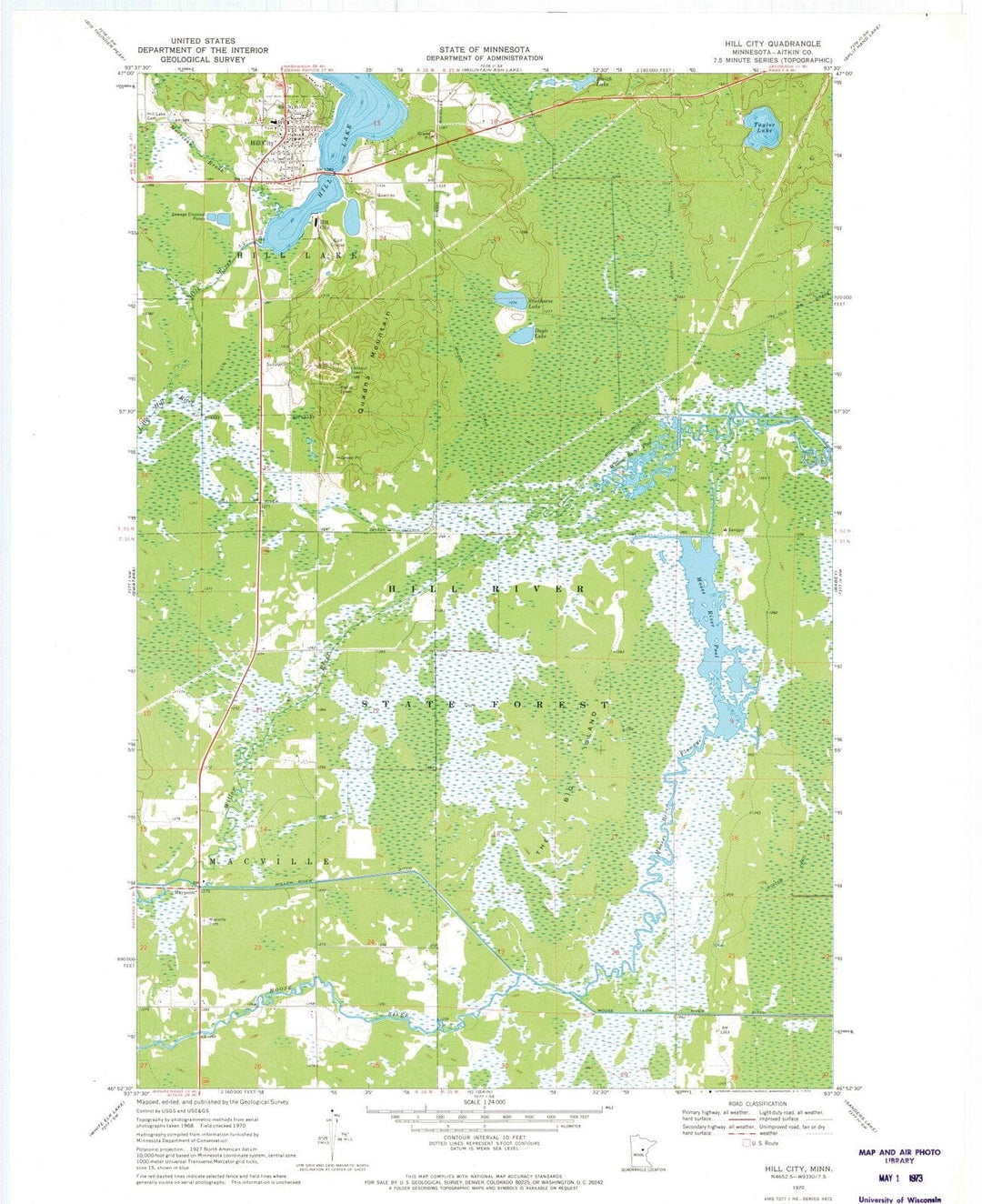 1970 Hill City, MN - Minnesota - USGS Topographic Map