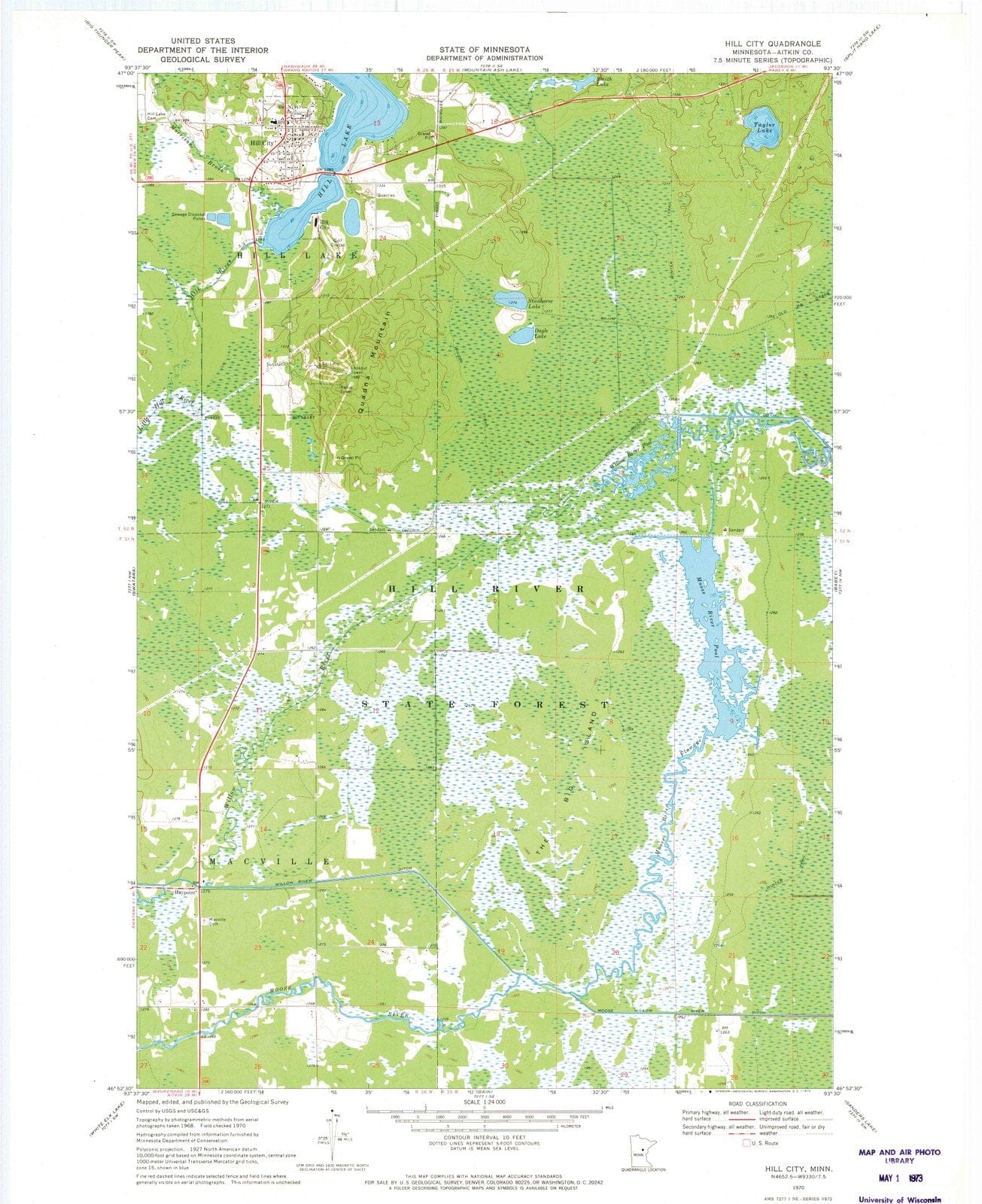 1970 Hill City, MN - Minnesota - USGS Topographic Map