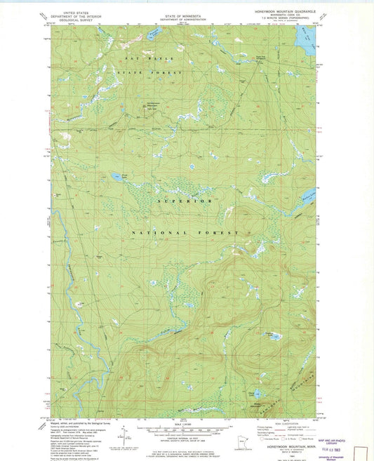 1981 Honeymoon Mountain, MN - Minnesota - USGS Topographic Map