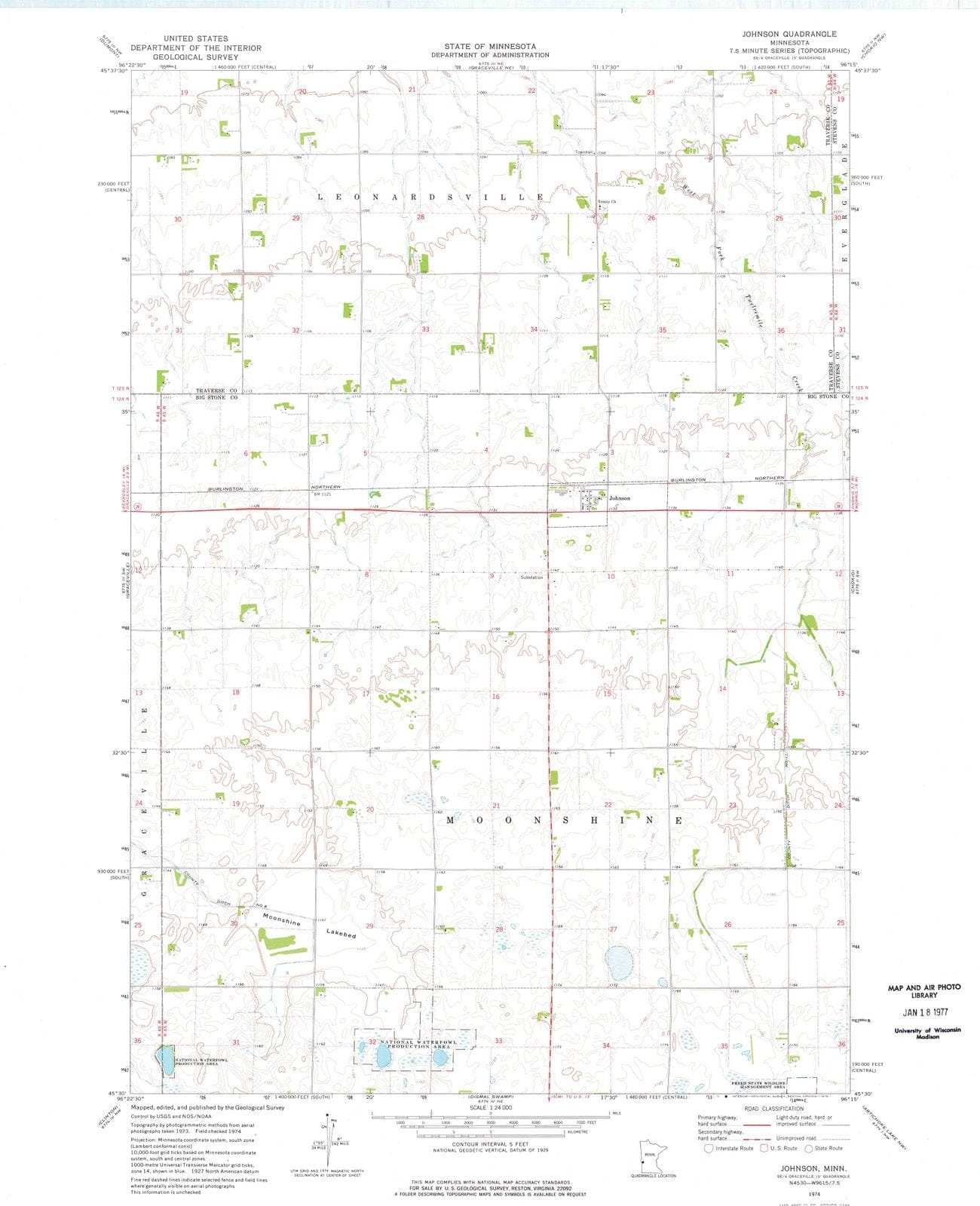 1974 Johnson, MN - Minnesota - USGS Topographic Map