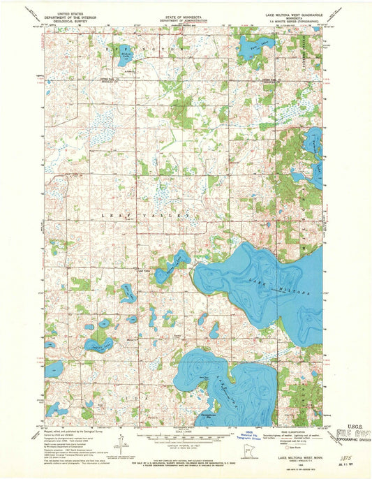 1969 Lake Miltona West, MN - Minnesota - USGS Topographic Map