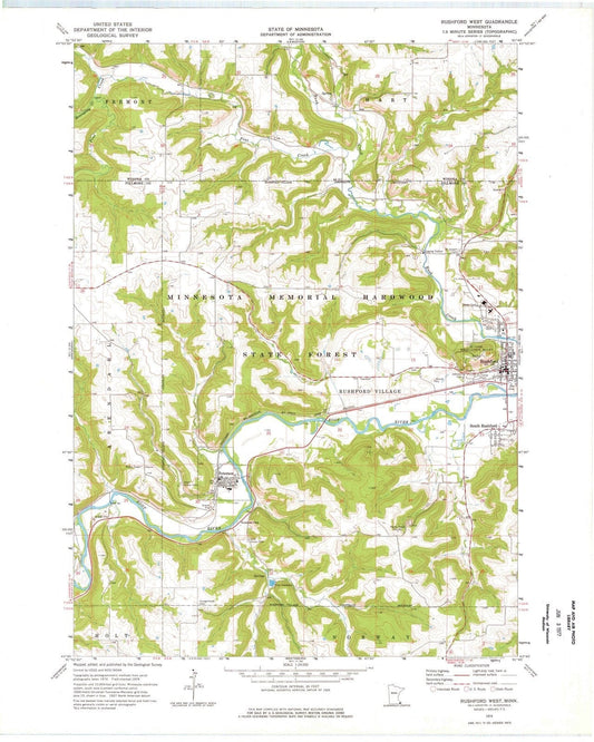 1974 Rushford West, MN - Minnesota - USGS Topographic Map