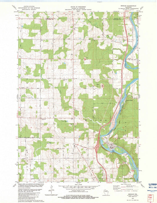 1982 Brokaw, WI - Wisconsin - USGS Topographic Map