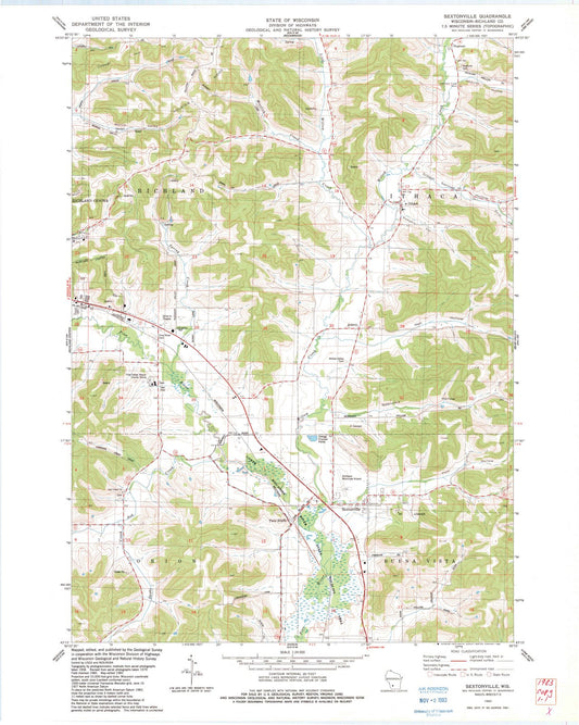 1983 Sextonville, WI - Wisconsin - USGS Topographic Map
