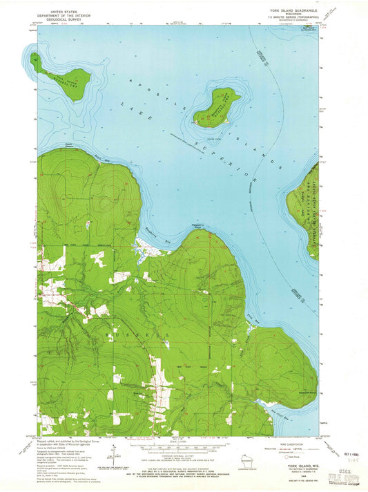 1964 York Island, WI - Wisconsin - USGS Topographic Map