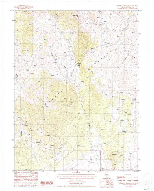 1986 Roberts Creek MTN, NV - Nevada - USGS Topographic Map v2