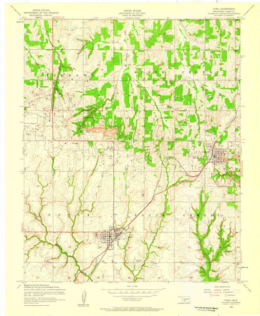 1956 Cyril, OK - Oklahoma - USGS Topographic Map