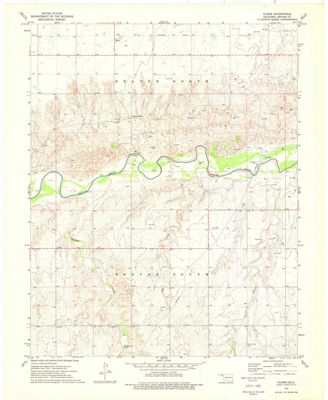 1973 Floris, OK - Oklahoma - USGS Topographic Map