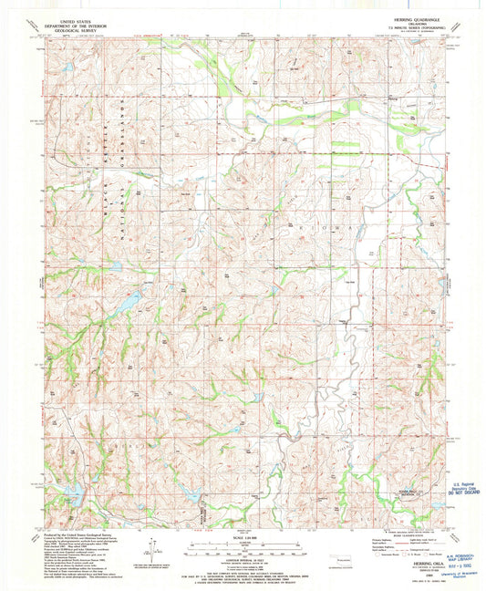 1989 Herring, OK - Oklahoma - USGS Topographic Map