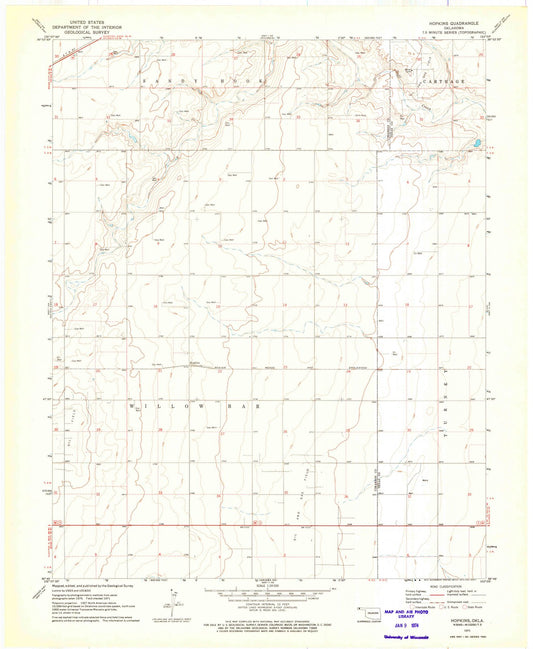 1971 Hopkins, OK - Oklahoma - USGS Topographic Map