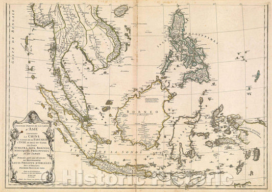 Historic Map : Seconde Partie de la Carte d'Asie contenant la Chine et partie de la Tartarie, l'Inde au dela du Gange, les Isles Sumatra, Java, Borneo, Moluques, 1752 , Vintage Wall Art
