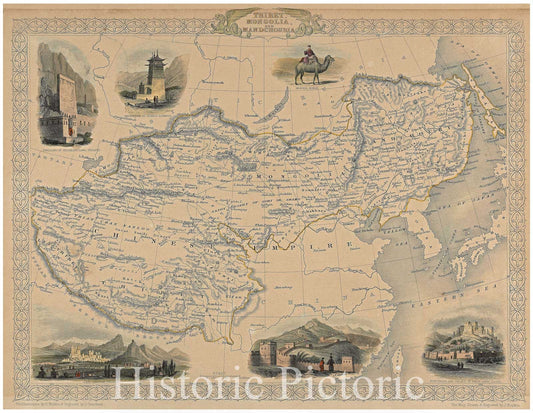 Historic Map : Thibet, Mongolia, and Mandchouria, 1851 , Vintage Wall Art