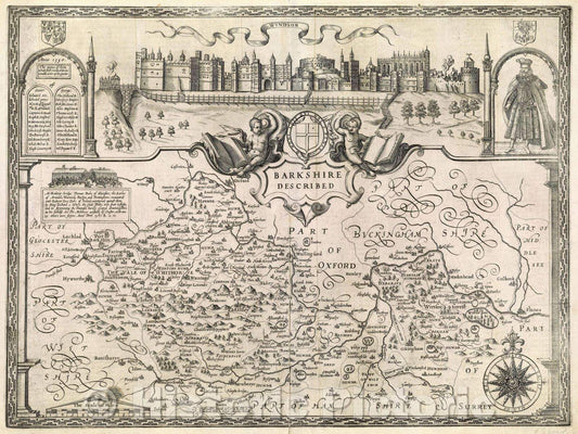 Historic Map : Barkshire Described, 1610 , Vintage Wall Art