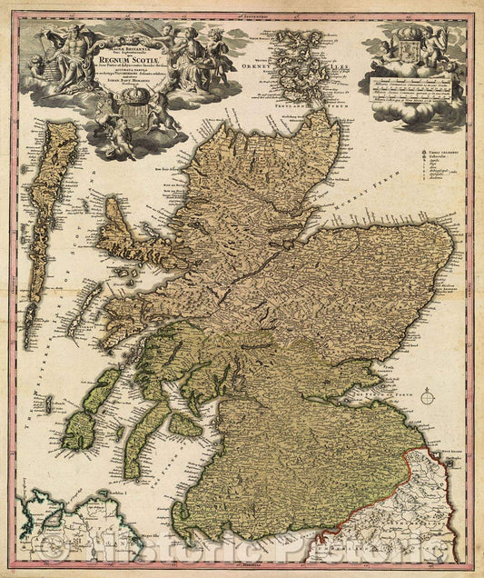 Historic Map : Magnae Britannia Pars Septentrionalis qua Regnum Scotiae in Suas Partes et subjacentes Insulas divisum Accurata Tabula ex archetypo Vischeriano, 1715 , Vintage Wall Art