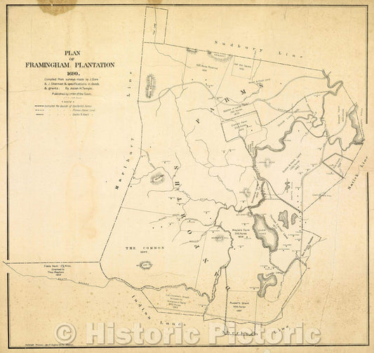 Historic Map : Plan of Framingham Plantation 1699 : , 1699 , Vintage Wall Art