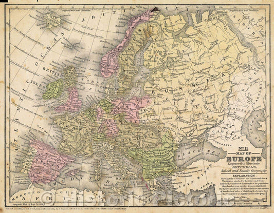 Historic Map : Map of Europe, 1839 , Vintage Wall Art , v2