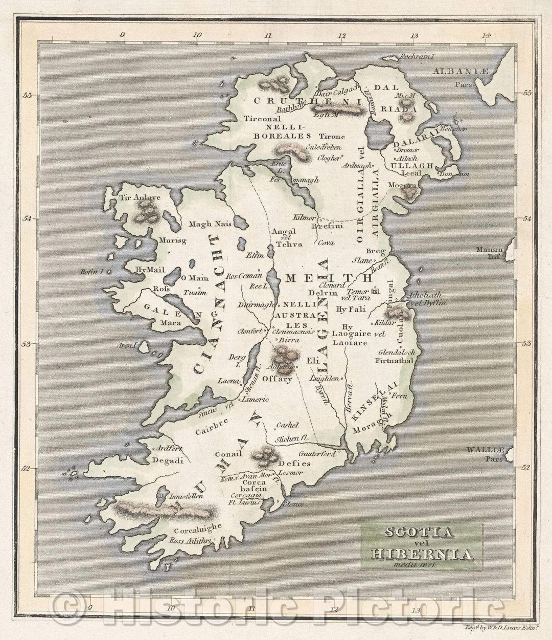 Historic Map : Scotia vel Hibernia : medii avi, c. 1817 , Vintage Wall Art