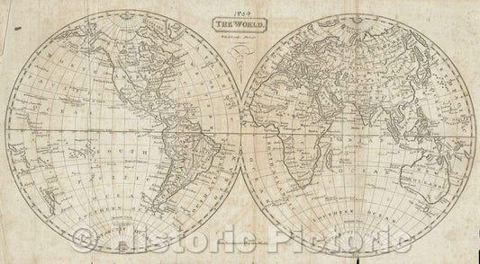 Historic Map : The World, 1809 , Vintage Wall Art