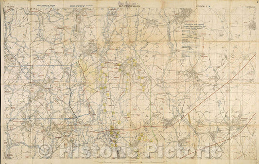 Historic Map : Montbrehain., 1918 , Vintage Wall Art