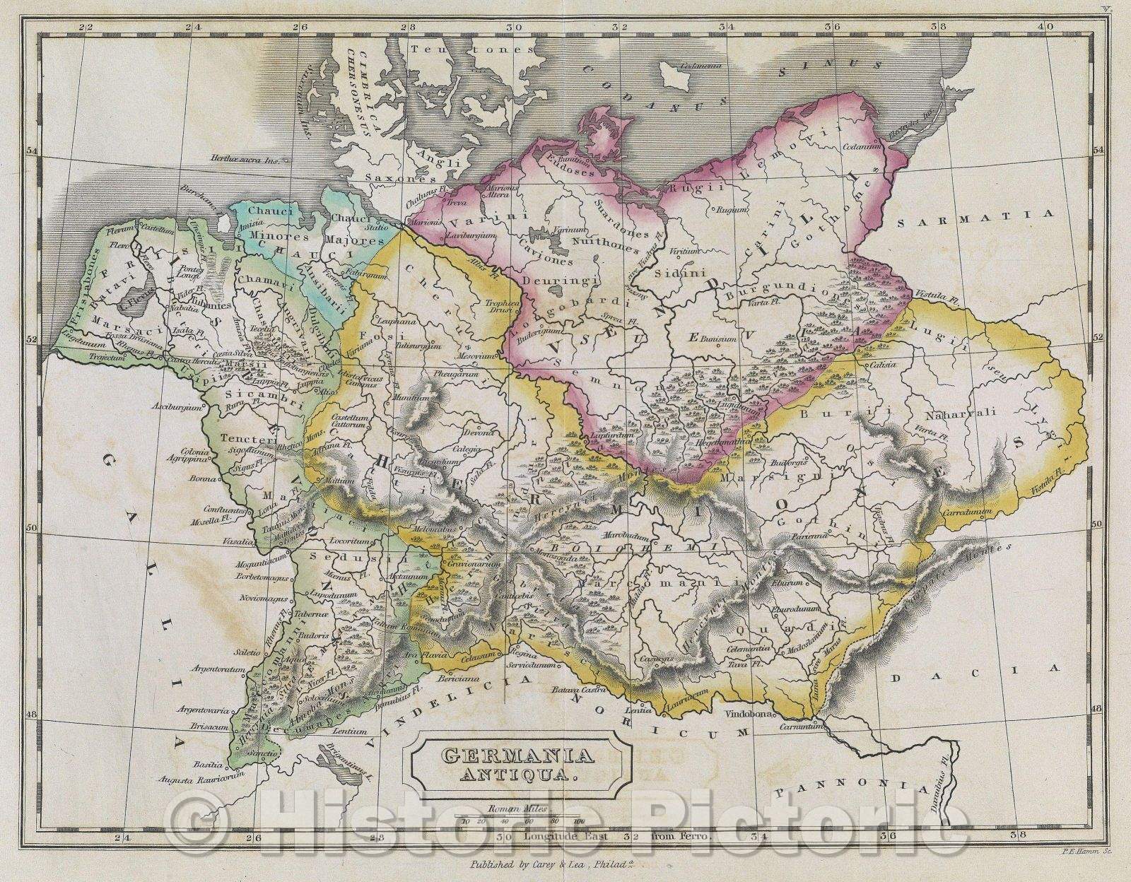 Historic Map : Germania Antiqua, 1832 , Vintage Wall Art