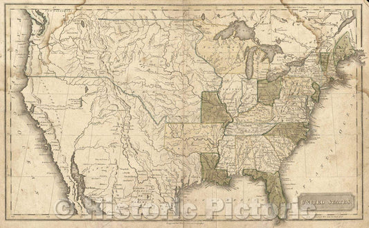 Historic Map : United States (from Morse's School Geography), 1828 , Vintage Wall Art