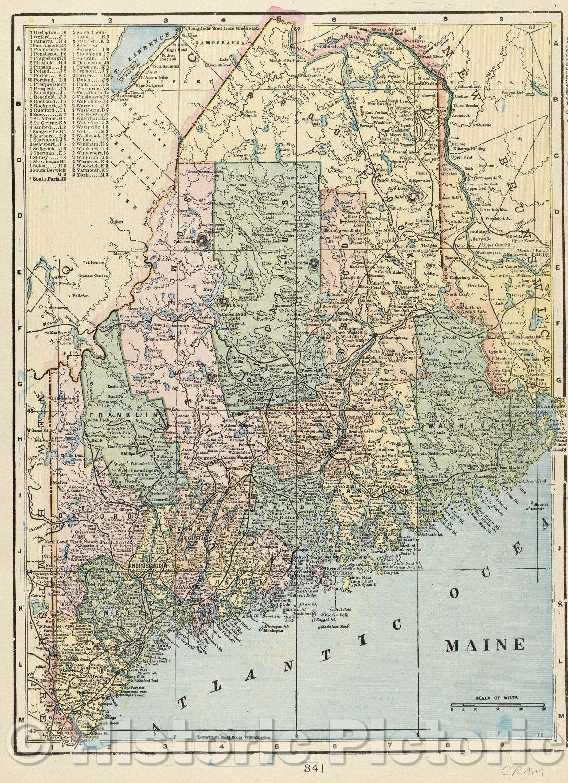 Historic Map : Maine verso: Vermont and New Hampshire, 1892 , Vintage Wall Art