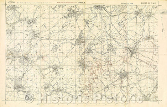 Historic Map : France, 1918 , Vintage Wall Art