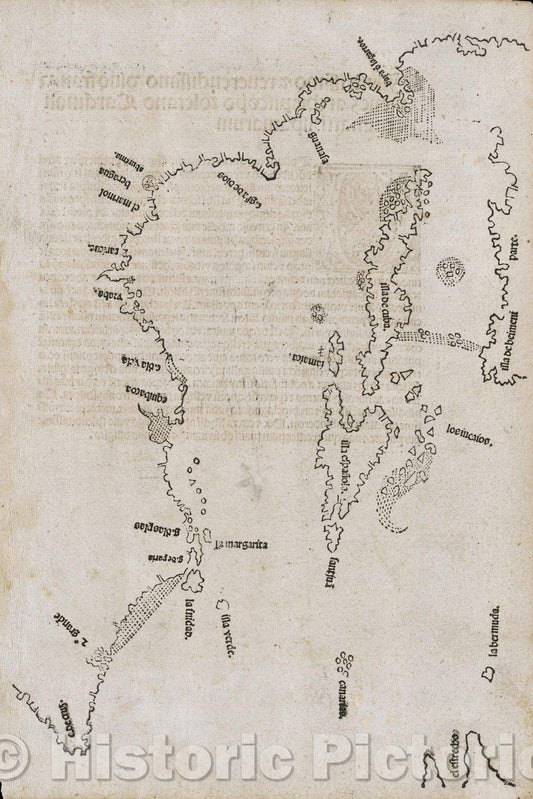 Historic Map : West Indies-Spanish Main, 1511 , Vintage Wall Art