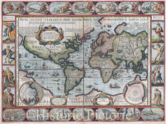Historic Map : Nova Totius Terrarum Orbis Geographica Ac Hydrographica Tabula a Pet. Kaerio., 1631 , Vintage Wall Art