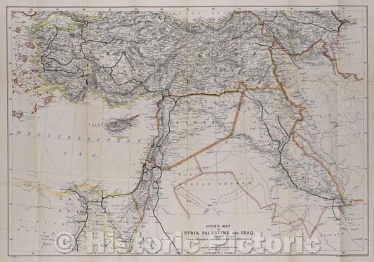 Historic Map : Cook's map of Syria, Palestine, and Iraq, Including Transjordania and the Sinaitic Peninsula, 1929 , Vintage Wall Art