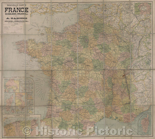 Historic Map : Nouvelle Carte de France, Belgique, bords du Rhin, Suisse, etc., 1914 , Vintage Wall Art