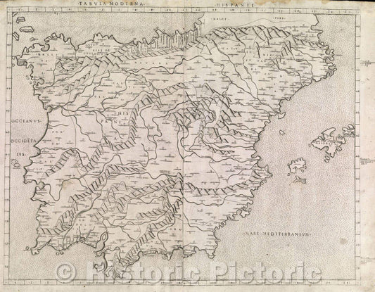 Historic Map : Tabula Moderna Hispanie, 1507 , Vintage Wall Art