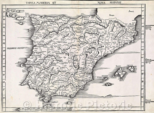 Historic Map : Tabula Moderna Et Nova Hispanie, 1513 , Vintage Wall Art
