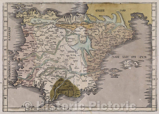 Historic Map : Tab Mo Hispan, 1525 , Vintage Wall Art