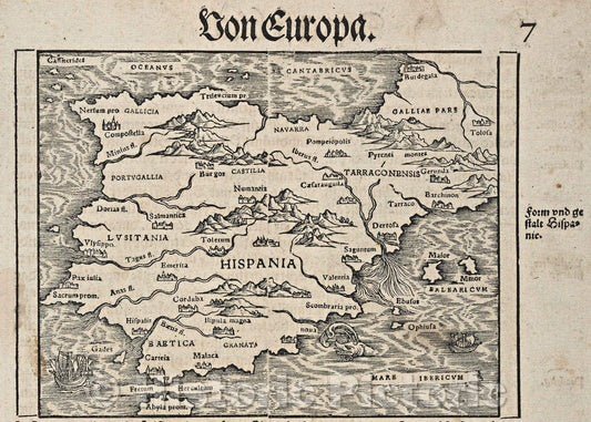 Historic Map : Hispania, 1548 , Vintage Wall Art