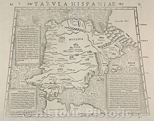 Historic Map : Tabula Hispaniae, 1571 , Vintage Wall Art