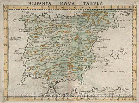 Historic Map : Hispania Nova Tabula, 1574 , Vintage Wall Art