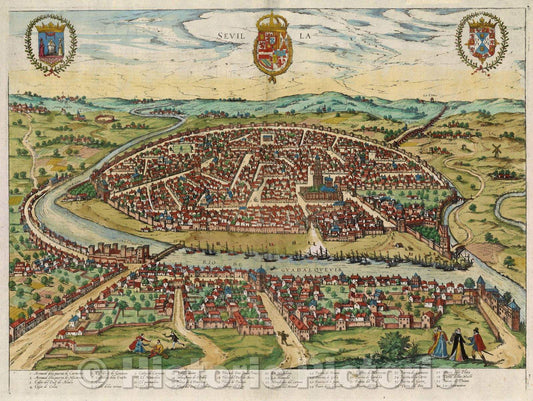 Historic Map : Sevilla, 1590 , Vintage Wall Art