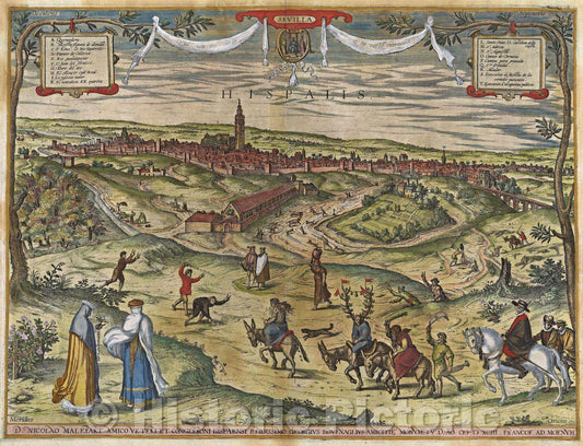 Historic Map : Sevilla Hispalis., 1593 , Vintage Wall Art