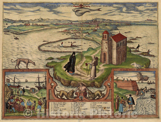Historic Map : Gades Ab Occidus Insulae Partibus, 1598 , Vintage Wall Art