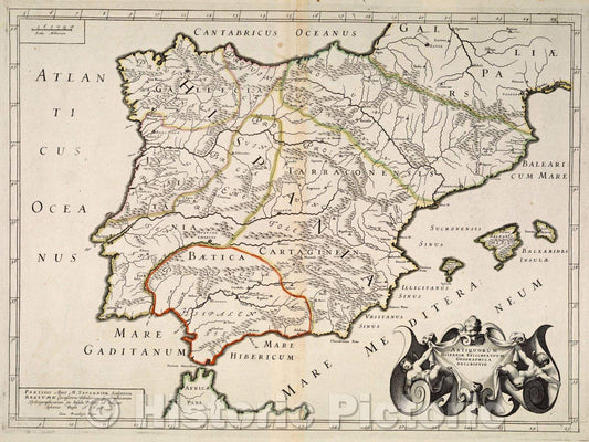 Historic Map : Antiquorum Hispaniae Espiscopatuum Geographica Descriptio., 1640 , Vintage Wall Art