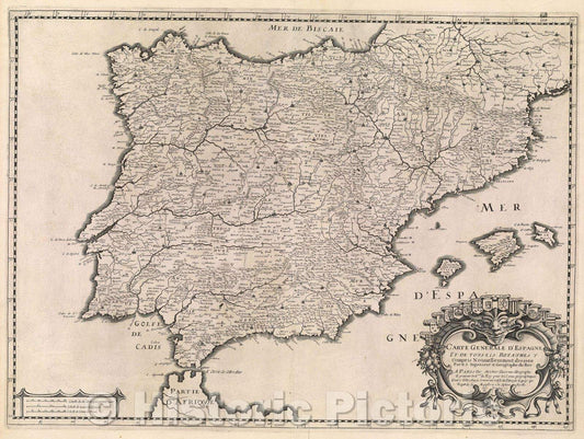 Historic Map : Carte Generale d'Espagne et de Tous Les Royaumes y Compris Nouvellemment dressee Par N.S. Ingenieur and Geographe du Roy., 1641 , Vintage Wall Art
