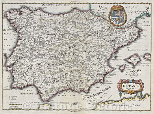 Historic Map : Hispania Regnum., 1695 , Vintage Wall Art
