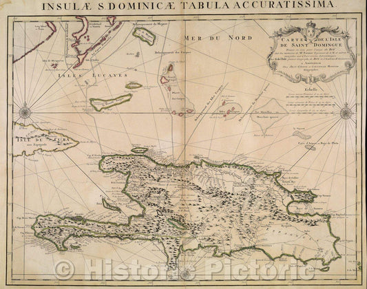 Historic Map : Carte de l'Isle de Saint Domingue dresse en 1722, 1722 , Vintage Wall Art