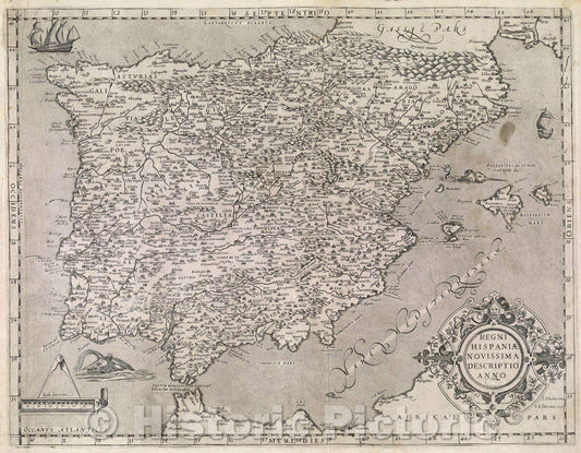 Historic Map : Regni Hispaniae Novissima Descriptio Anno., 1602 , Vintage Wall Art